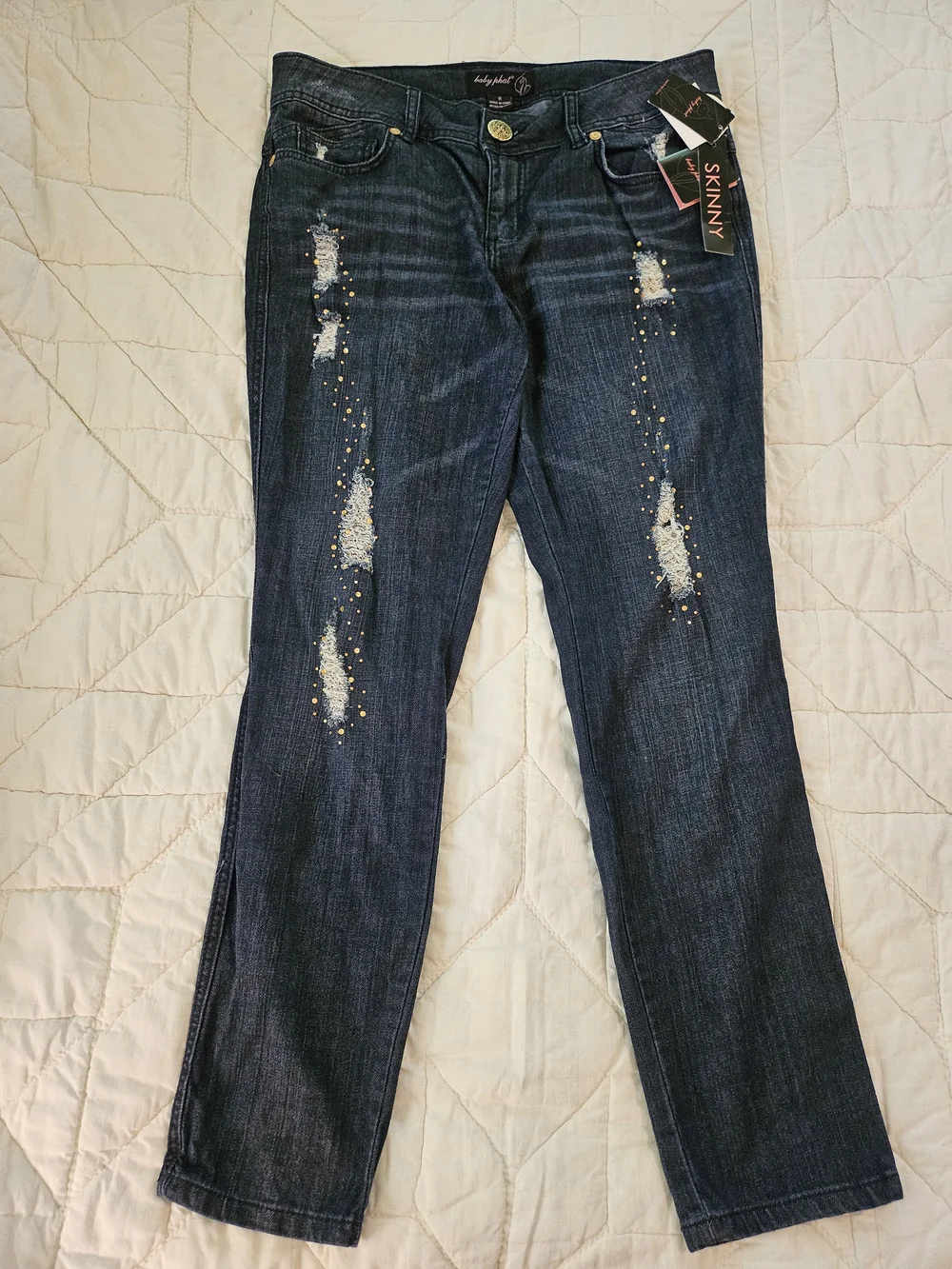 Baby Phat -Glam Studio Skinny Distressed Jeans-  Size 11 - Picture 2 of 10